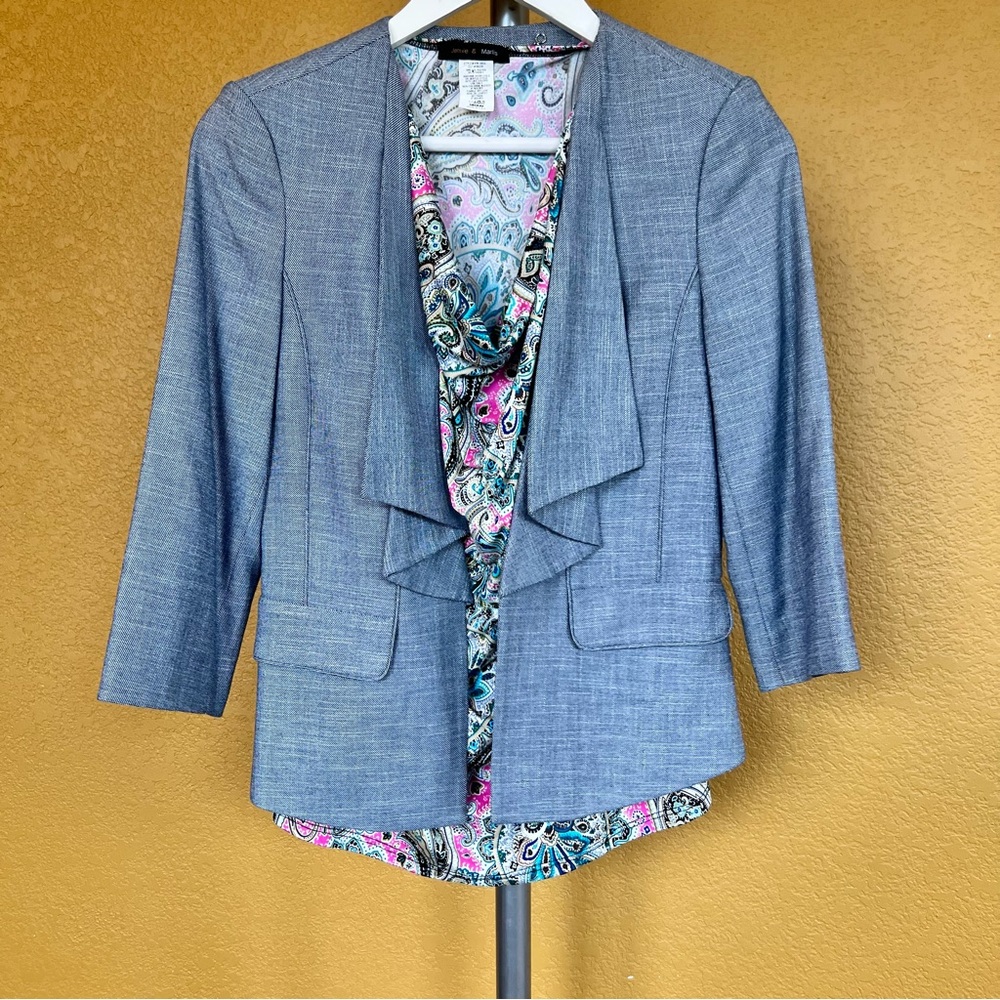 WHBM White House Black Market Drape Ruffle Blazer Suit - Picture 7 of 9